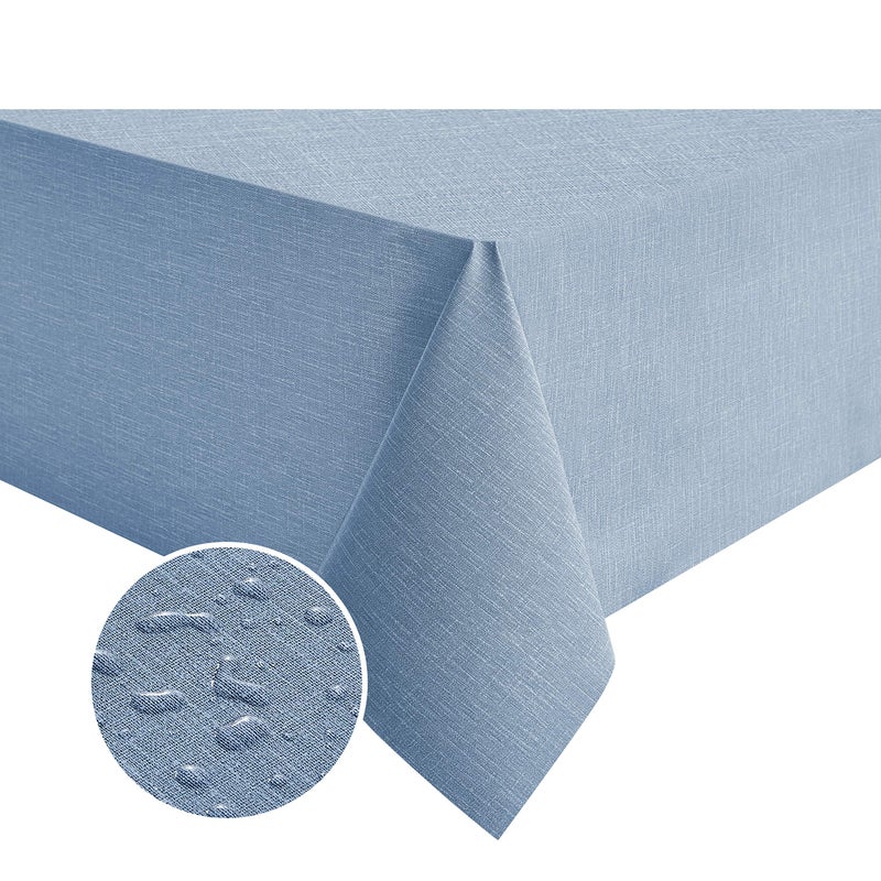 NLMUVW Blue Vinyl Tablecloth for Rectangle, Heavy Duty PVC Table Cloth Waterproof Oil Proof Wipe Clean Table Cover for Kitchen Dining Picnic, 54 x 78 Inch - Image 1